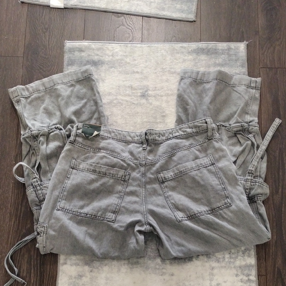 Women's Gray Cargo Jeans Mide Rise - Picture 6 of 6